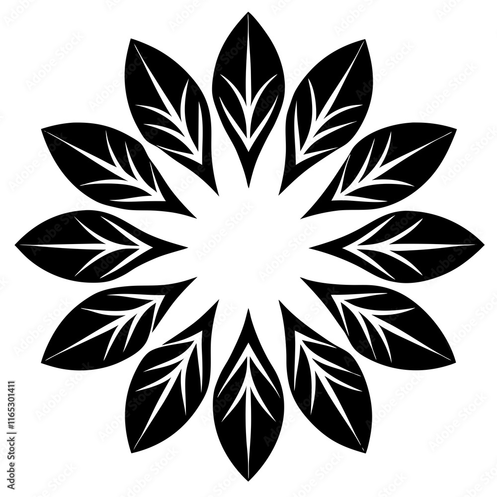 Leaf Logo: Symmetrical Pattern Symbolizing Unity Sustainability Leaf Logo: Symmetrical Pattern Symbolizing Unity Sustainability