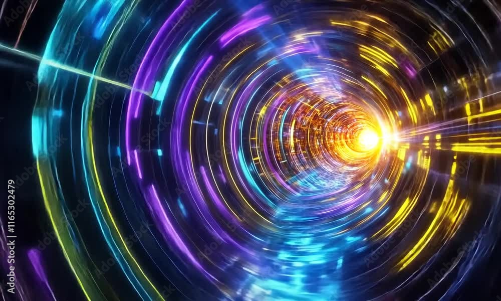Abstract colorful swirling tunnel of light and data streams. Abstract colorful swirling tunnel of light and data streams.