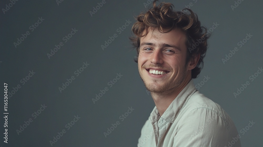 Young Smiling Businessman in Light Shirt Exuding Professional Charm Young Smiling Businessman in Light Shirt Exuding Professional Charm