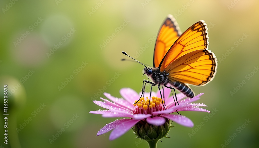 Close-up of a vibrant orange butterfly resting on a flower in a sunny garden
Close-up of a vibrant orange butterfly resting on a flower in a sunny garden