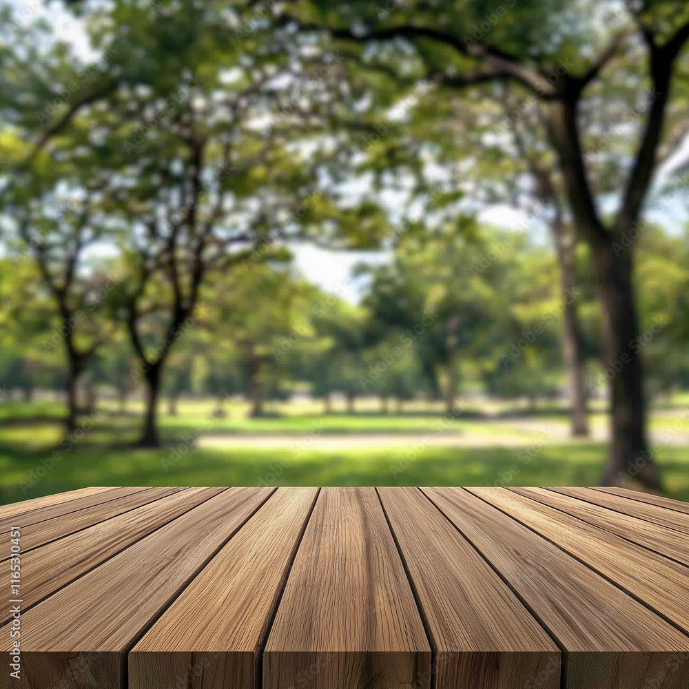 Enjoying nature's serenity wooden table in a green park landscape photography calm environment wide angle view reflecting peace and tranquility Enjoying nature's serenity wooden table in a green park landscape photography calm environment wide angle view reflecting peace and tranquility
