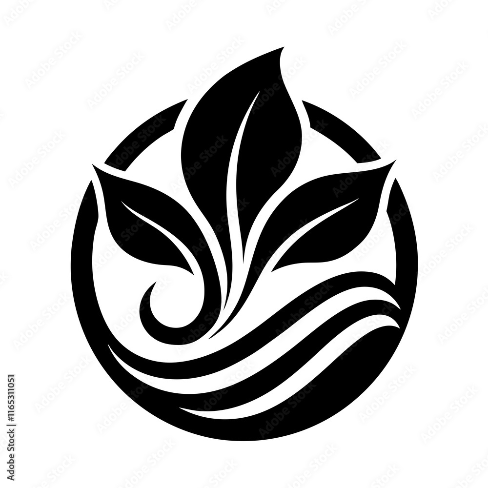 Renewable Energy Design: Wind, Water, and Leaf Illustration Renewable Energy Design: Wind, Water, and Leaf Illustration