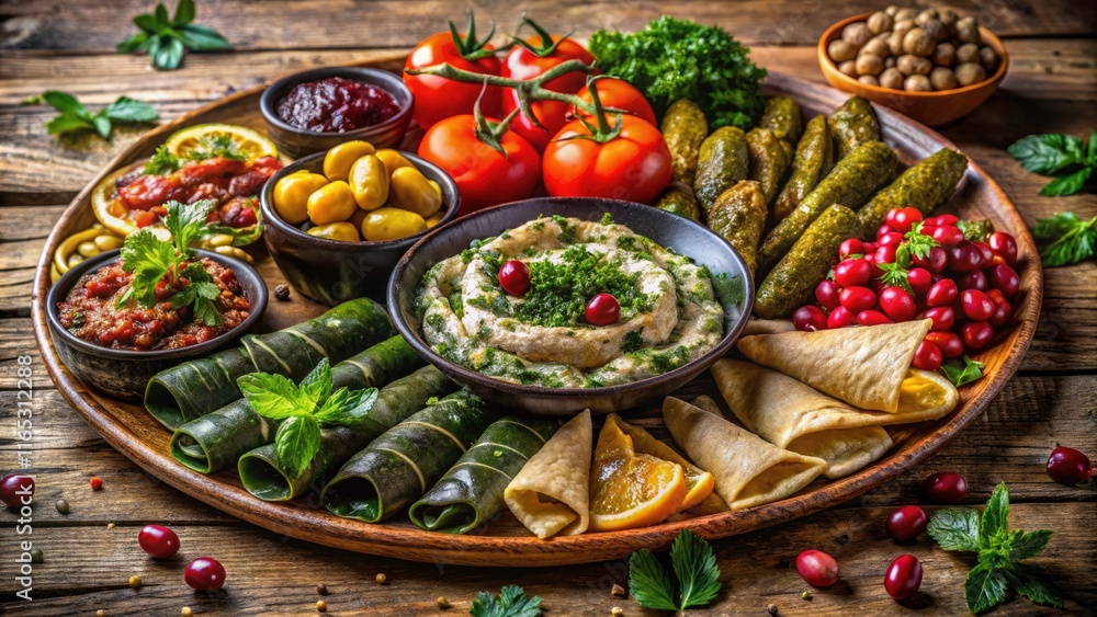Exquisite Lebanese Mezze Appetizers Display with Long Exposure Photography for Culinary Art Enthusiasts and Food Lovers Exquisite Lebanese Mezze Appetizers Display with Long Exposure Photography for Culinary Art Enthusiasts and Food Lovers