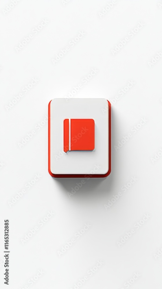 Stylish Red and White Button Icon Design for Modern Digital Interface Stylish Red and White Button Icon Design for Modern Digital Interface