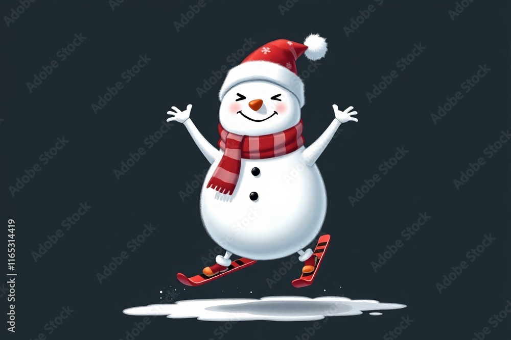 arafed snowman with a red hat and scarf on his head arafed snowman with a red hat and scarf on his head