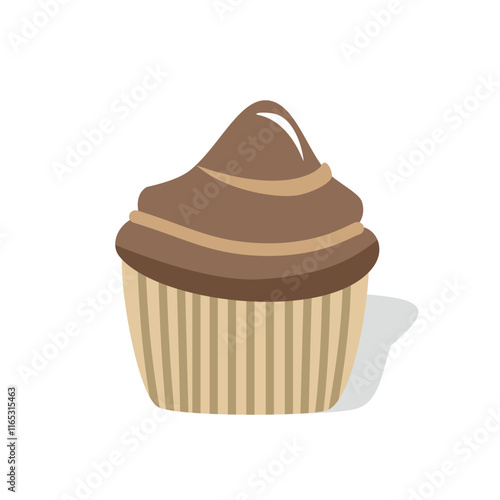 Chocolate muffin. Chocolate cupcake. Chocolate ice cream. Sweet food. Dessert. 