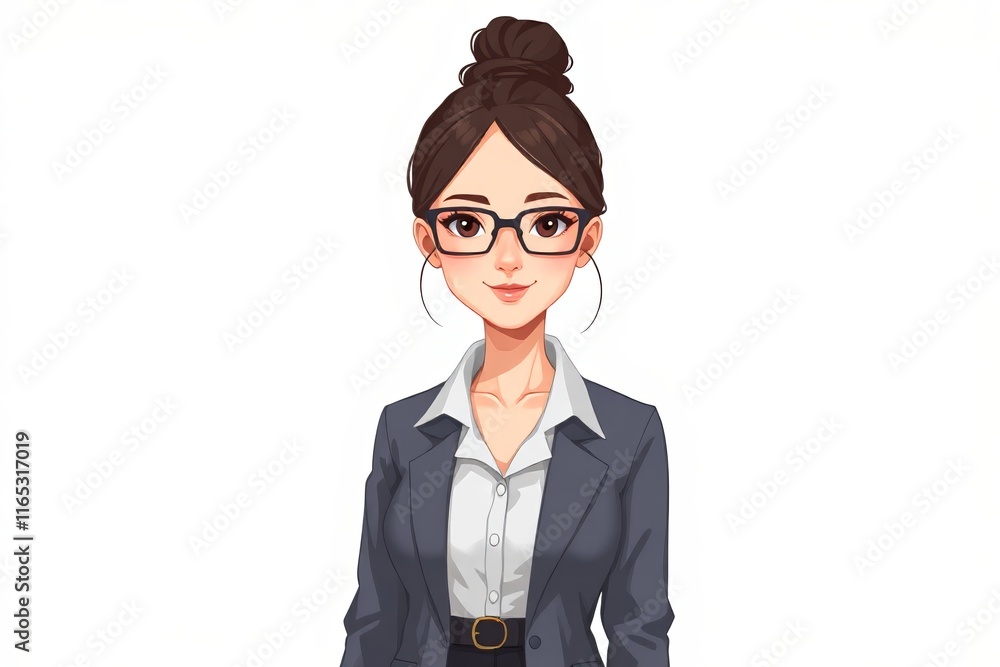 cartoon business woman in glasses and a suit cartoon business woman in glasses and a suit