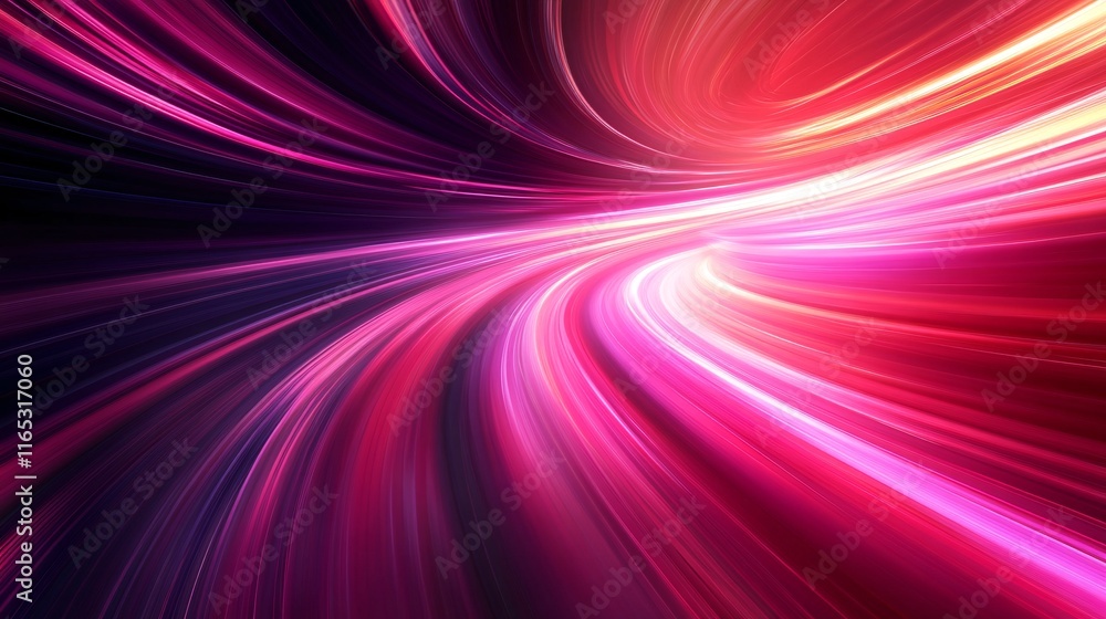 Fototapeta premium Abstract speed motion swirling in a tunnel of pink and purple lights