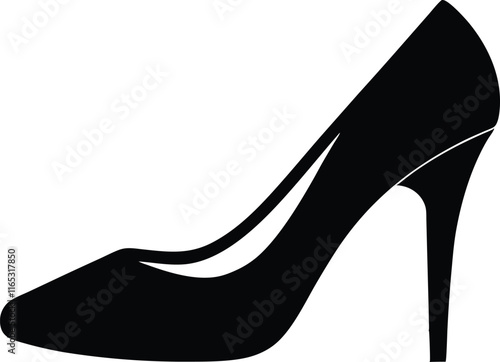 Woman high heel silhouette, shoe high heel vector icon 