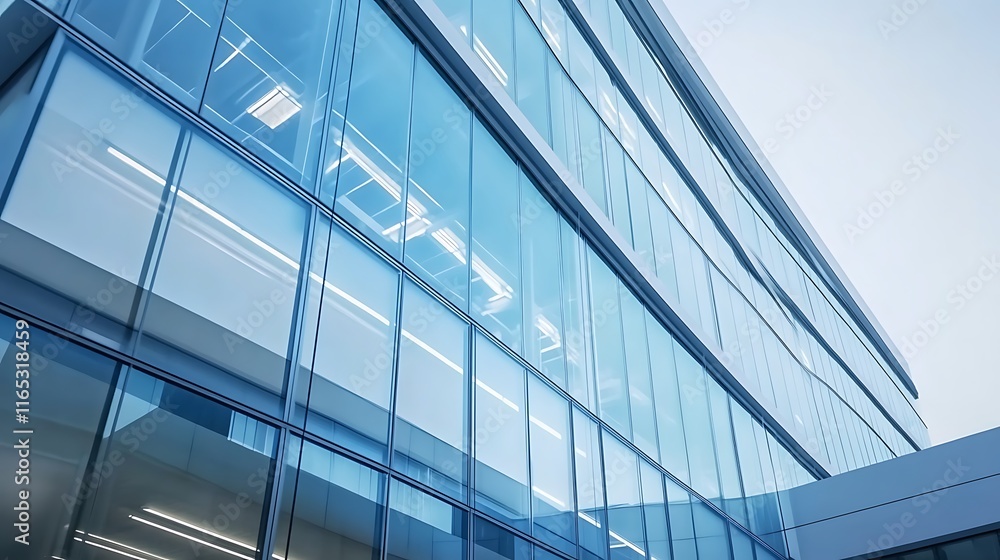 Modern Office Building with Large Glass Windows and Sleek Design Modern Office Building with Large Glass Windows and Sleek Design