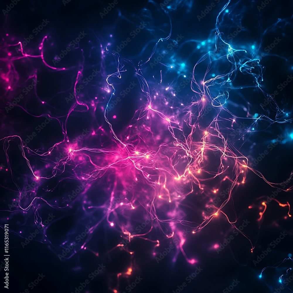 Obraz premium blurred abstract shapes with glowing neon effects on a dark background