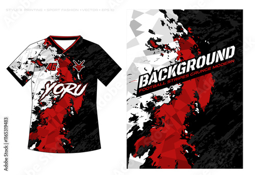 polygon grunge red black white sublimation jersey shirt design vector template background grunge brush halftone splash splatter paint steel texture