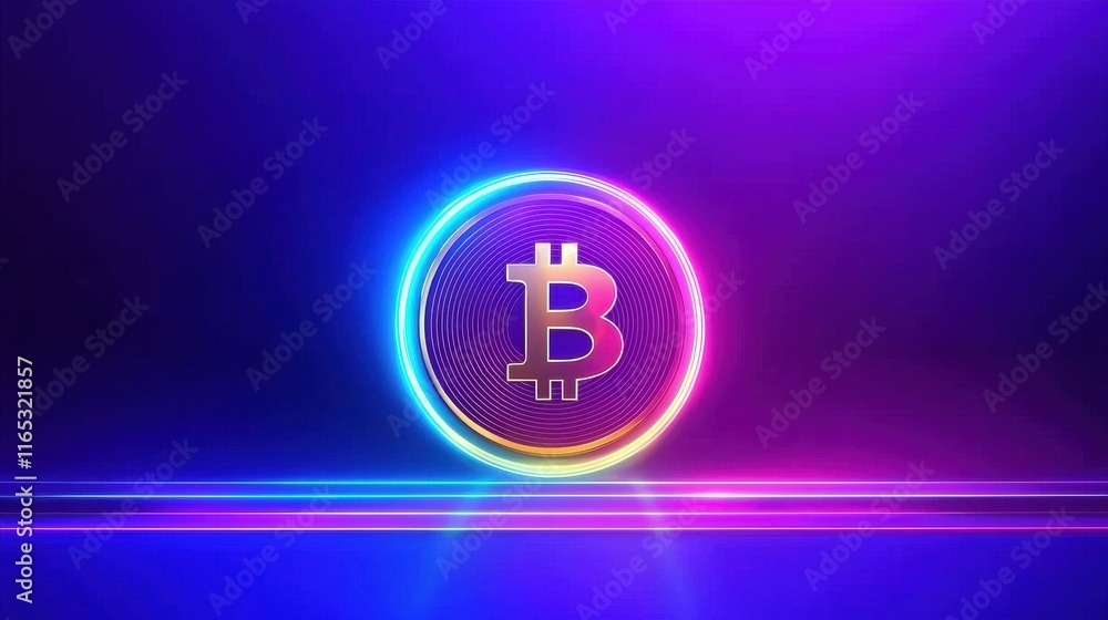 Vibrant Bitcoin Symbol with Neon Glow in a Futuristic Digital Space Illustrating Modern Currency and Technology Trends Vibrant Bitcoin Symbol with Neon Glow in a Futuristic Digital Space Illustrating Modern Currency and Technology Trends