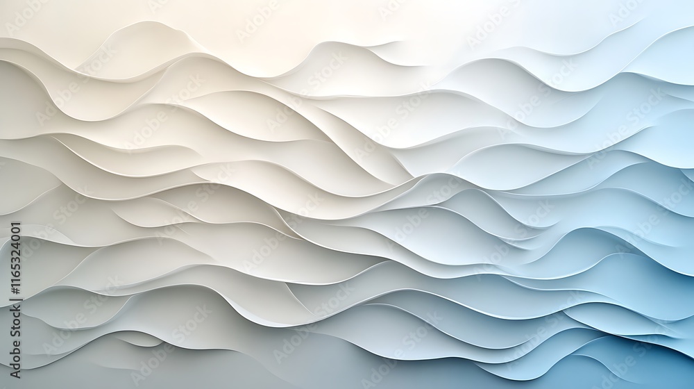 Fototapeta premium Abstract waves in white with subtle shadows for a modern aesthetic