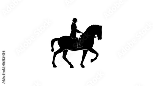 Horse riding symbol, black isolated silhouette