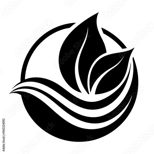 Wave and Leaf Logo: Water & Plant Harmony Design photo