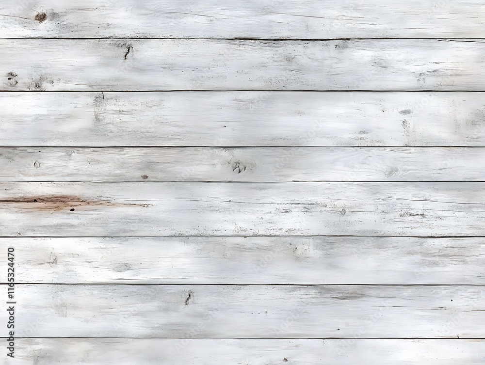 Fototapeta premium Distressed white wood planks with visible grains and slight cracks