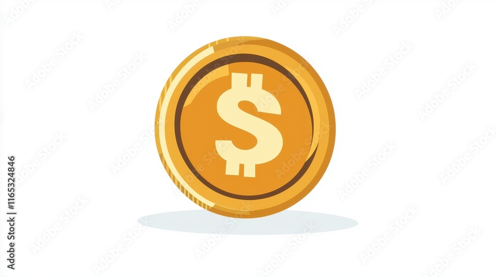 Obraz premium Bright and Vibrant Illustration of a Gold Coin with a Dollar Sign, Perfect for Representing Wealth, Finance, Economy, Investment, and Currency Themes