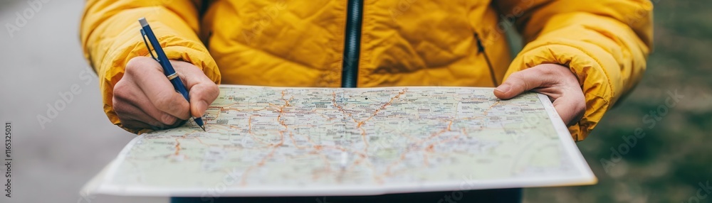 Naklejka premium Guide execution with strategic map, navigation 