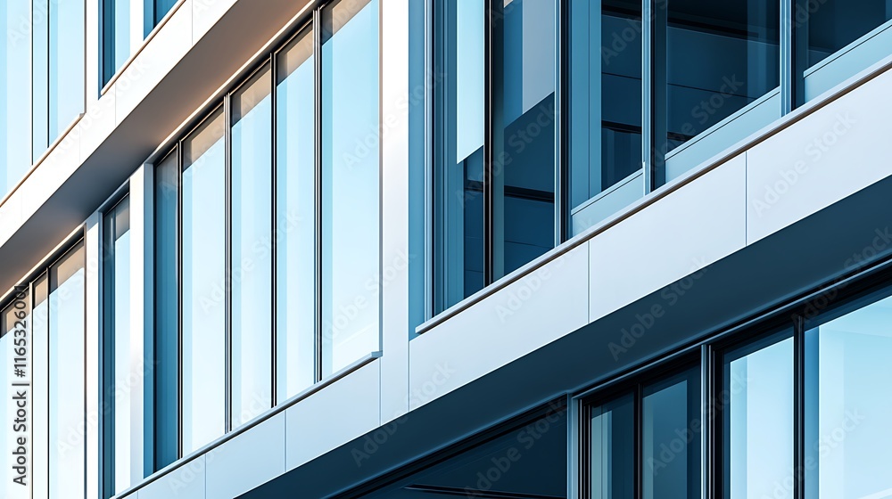 Fototapeta premium Stylish Glass Windows Complement the Sleek Lines of an Office Building