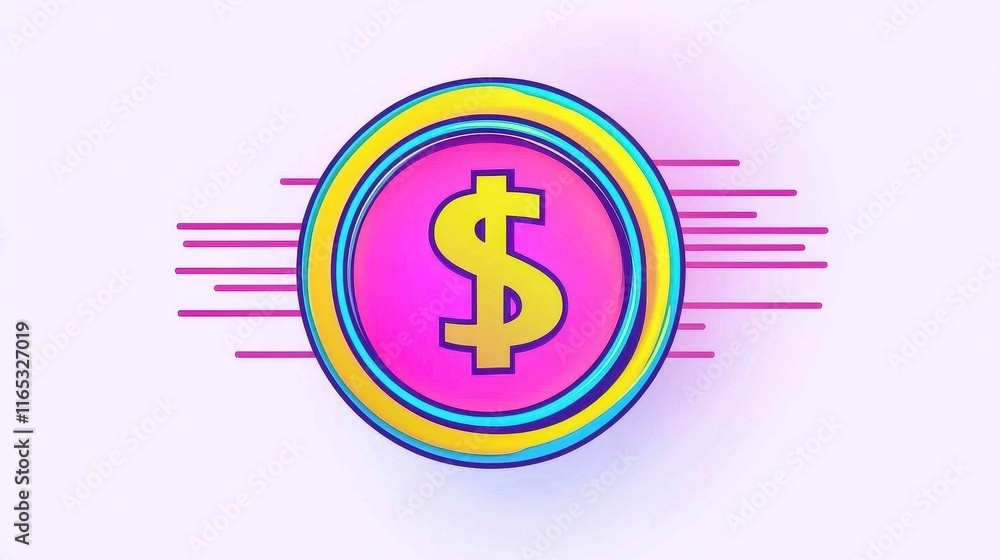 Vibrant and Colorful Dollar Sign in Circular Design Suitable for Financial Concepts, Cryptocurrency, Investment Themes, Economic Illustrations, and Digital Assets Representation Vibrant and Colorful Dollar Sign in Circular Design Suitable for Financial Concepts, Cryptocurrency, Investment Themes, Economic Illustrations, and Digital Assets Representation