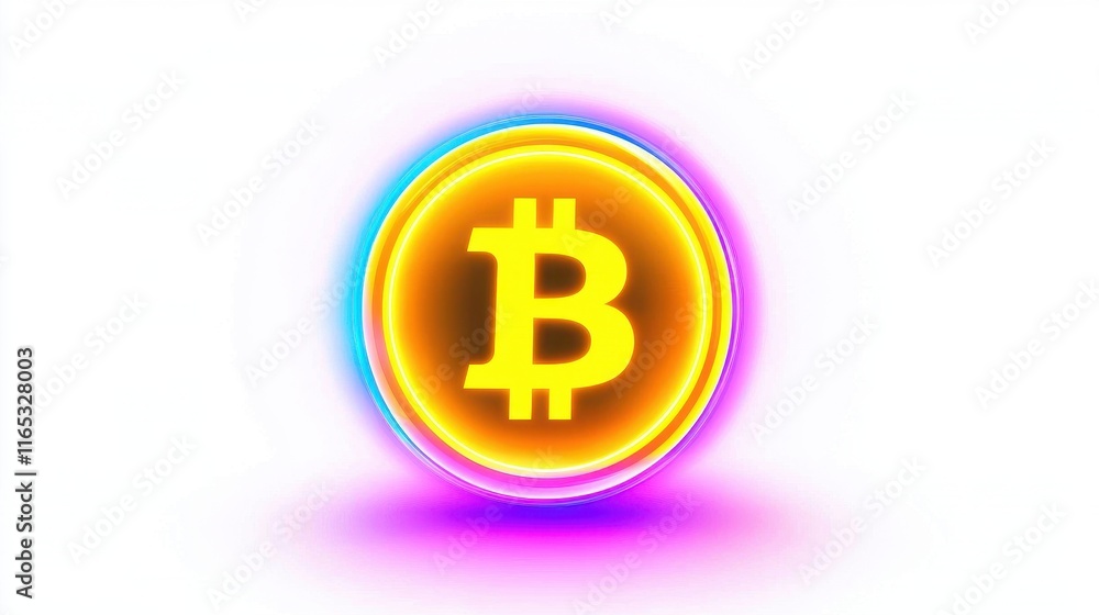 Bright Bitcoin Symbol with Radiant Neon Glow Representing Cryptocurrency, Digital Currency Innovation, and Financial Technology in a Modern Design Aesthetic Bright Bitcoin Symbol with Radiant Neon Glow Representing Cryptocurrency, Digital Currency Innovation, and Financial Technology in a Modern Design Aesthetic