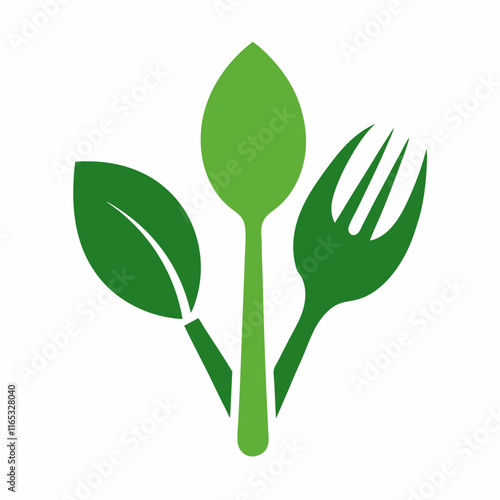 Leaf Handle Fork and Spoon Vector Design