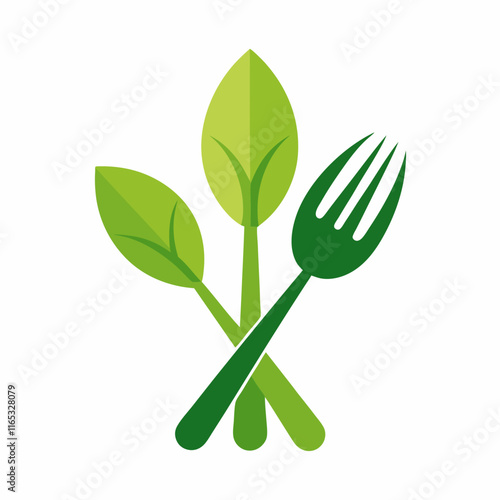 Leaf Handle Fork and Spoon Vector Design