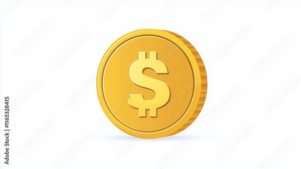 Bright and Shiny Gold Coin With Dollar Sign Symbolizing Wealth, Money, and Financial Prosperity on a Clean Background for Business and Education Use Bright and Shiny Gold Coin With Dollar Sign Symbolizing Wealth, Money, and Financial Prosperity on a Clean Background for Business and Education Use