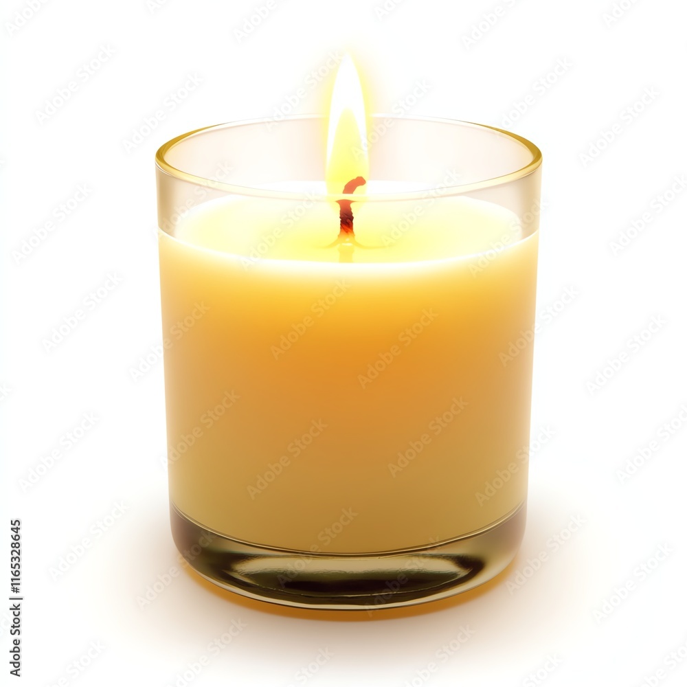 Elegant candle glowing softly in a glass holder, creating a warm atmosphere. Elegant candle glowing softly in a glass holder, creating a warm atmosphere.