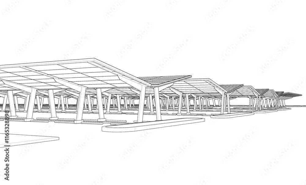 Fototapeta premium 3D illustration of parking and carport