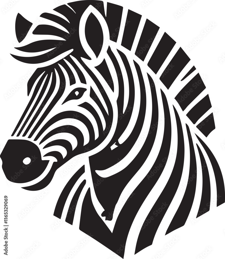 Stylized Black and White Zebra Vector Illustration Stylized Black and White Zebra Vector Illustration