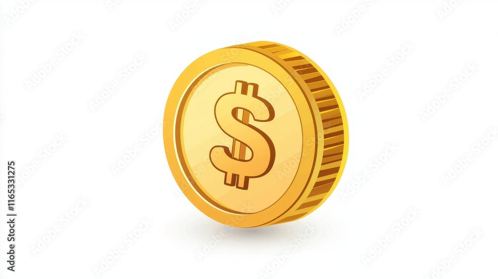 Bright Golden Dollar Coin with a Shiny Surface Representing Wealth, Investment, and Financial Success in a Modern Digital Economy Setting Bright Golden Dollar Coin with a Shiny Surface Representing Wealth, Investment, and Financial Success in a Modern Digital Economy Setting