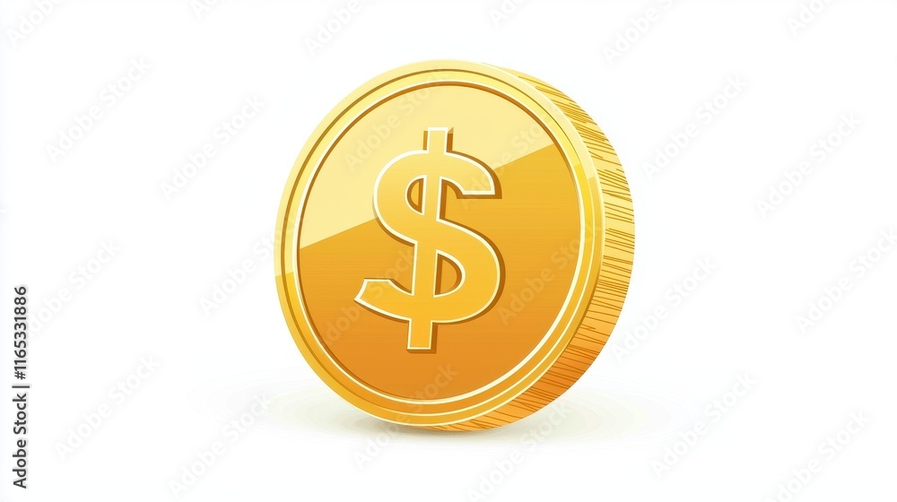 Shiny Gold Dollar Coin Representing Wealth, Prosperity, Finance, and Economic Growth Isolated on a Clean White Background for Financial Illustrations Shiny Gold Dollar Coin Representing Wealth, Prosperity, Finance, and Economic Growth Isolated on a Clean White Background for Financial Illustrations