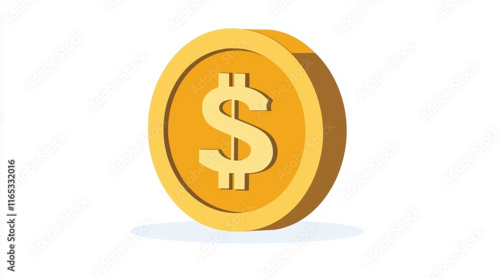 Bright and Bold Gold Coin with Dollar Sign, Symbolizing Wealth, Prosperity, and Financial Success in Modern Business and Economy Bright and Bold Gold Coin with Dollar Sign, Symbolizing Wealth, Prosperity, and Financial Success in Modern Business and Economy