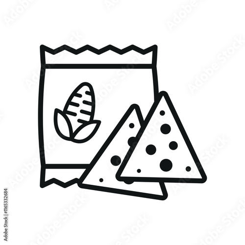 Corn Chips Food Icon features a crunchy and vibrant design, perfect for representing snack brands, party foods, or casual dining menus