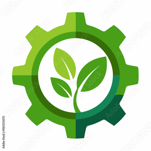 Green Technology Gear Vector Illustration