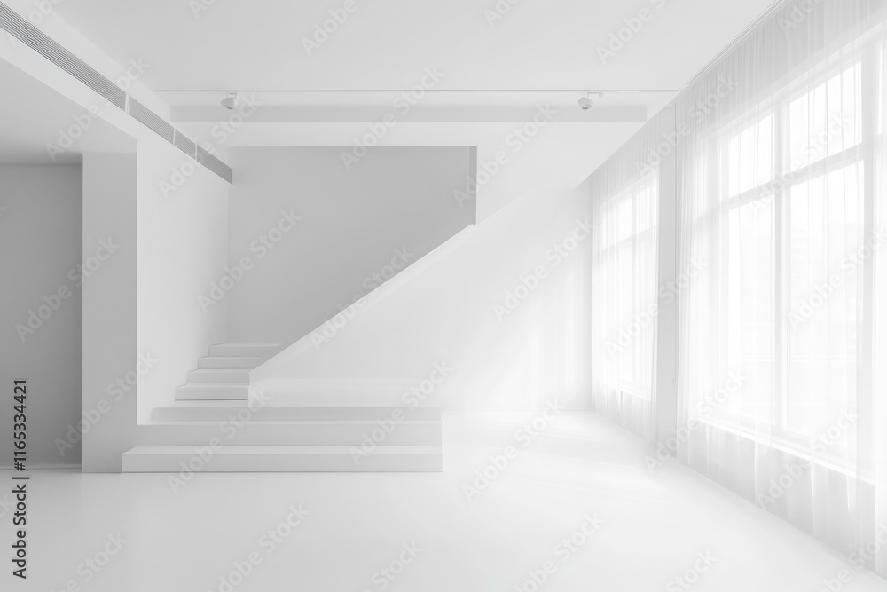 Fototapeta premium White Staircase in White Room