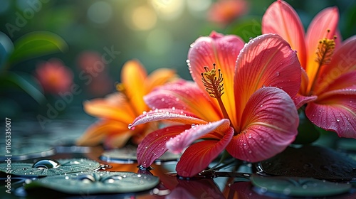 Dew-Kissed Pink Flower Close-Up