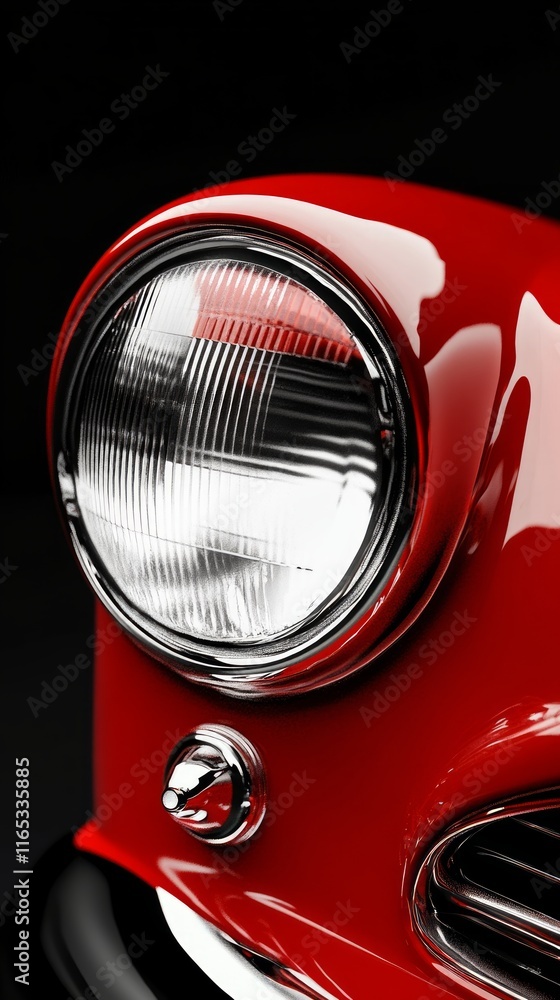 A Stunning Close-up of a Classic Red Car's Headlights. Exquisite Details and Rich Color. A Timeless Piece of Automotive Art. A Stunning Close-up of a Classic Red Car's Headlights. Exquisite Details and Rich Color. A Timeless Piece of Automotive Art.