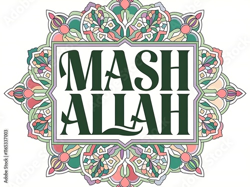 Mash Allah Islamic Art Colorful Mandala Design photo