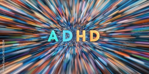 Dynamic burst of colors representing adhd concept with energetic motion