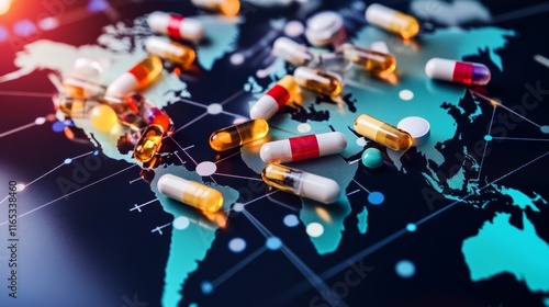 Emerging markets in pharmaceuticals, with maps and highlights of growth regions like Asia and Africa