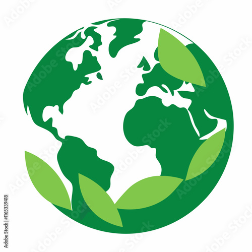 Global Sustainability Green Leaves Globe Illustration