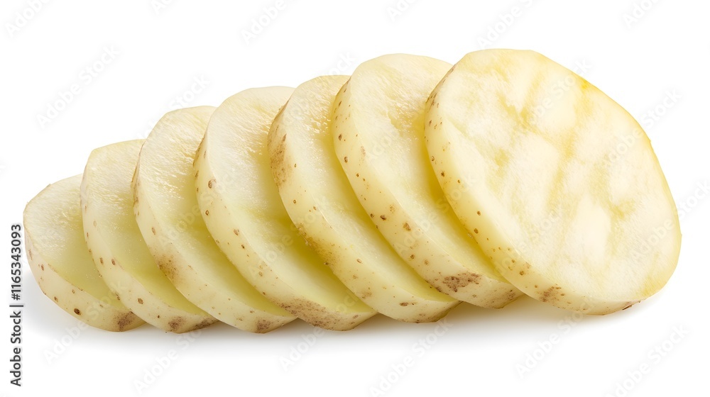 Sliced Chinese potato Sliced Winter melon isolated on a white background Sliced Chinese potato Sliced Winter melon isolated on a white background