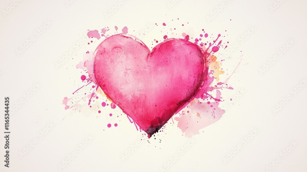 Abstract soft pink hearts on a white background, blended with subtle watercolor splashes. Abstract soft pink hearts on a white background, blended with subtle watercolor splashes.