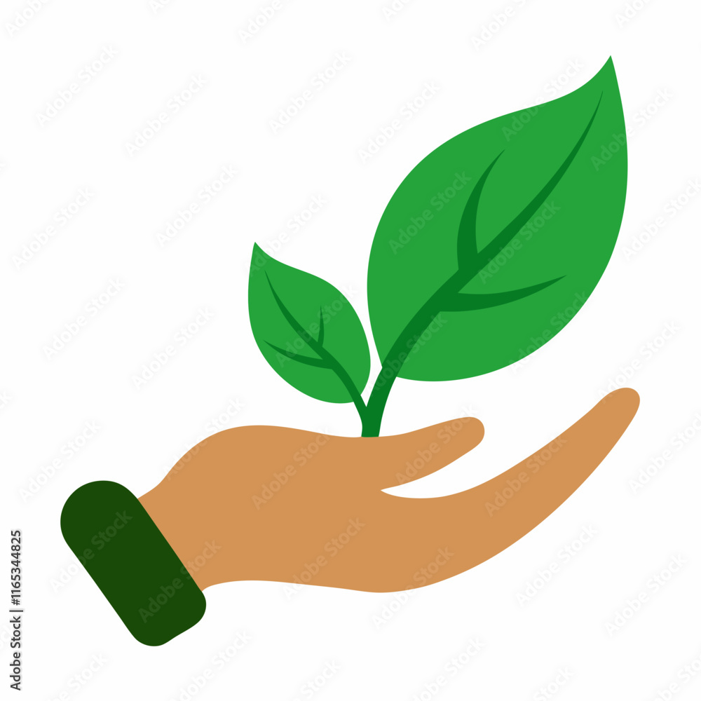 Hand Holding Leaf: Symbol of Care for Nature Vector Design Hand Holding Leaf: Symbol of Care for Nature Vector Design