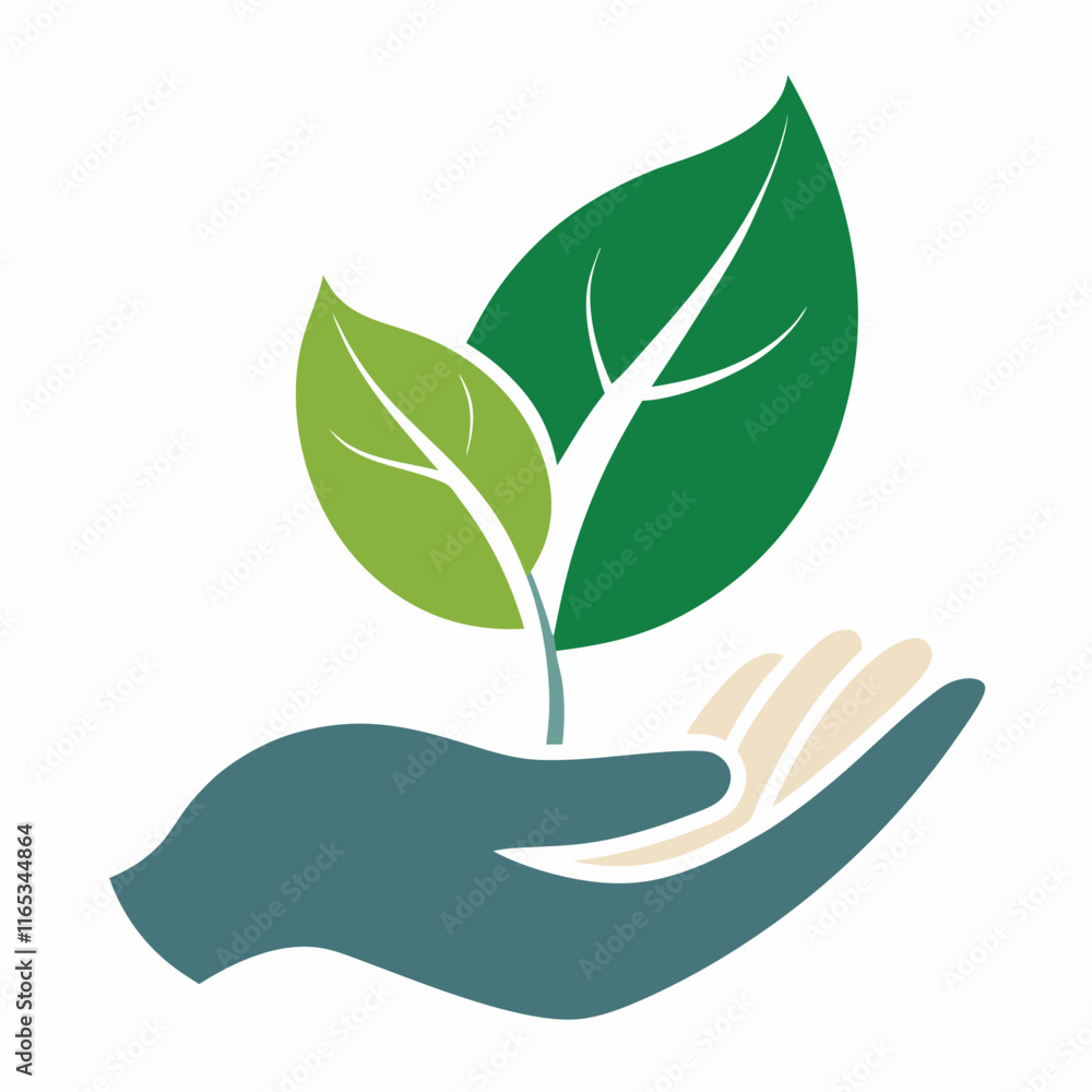 Hand Holding Leaf: Symbol of Care for Nature Vector Design Hand Holding Leaf: Symbol of Care for Nature Vector Design