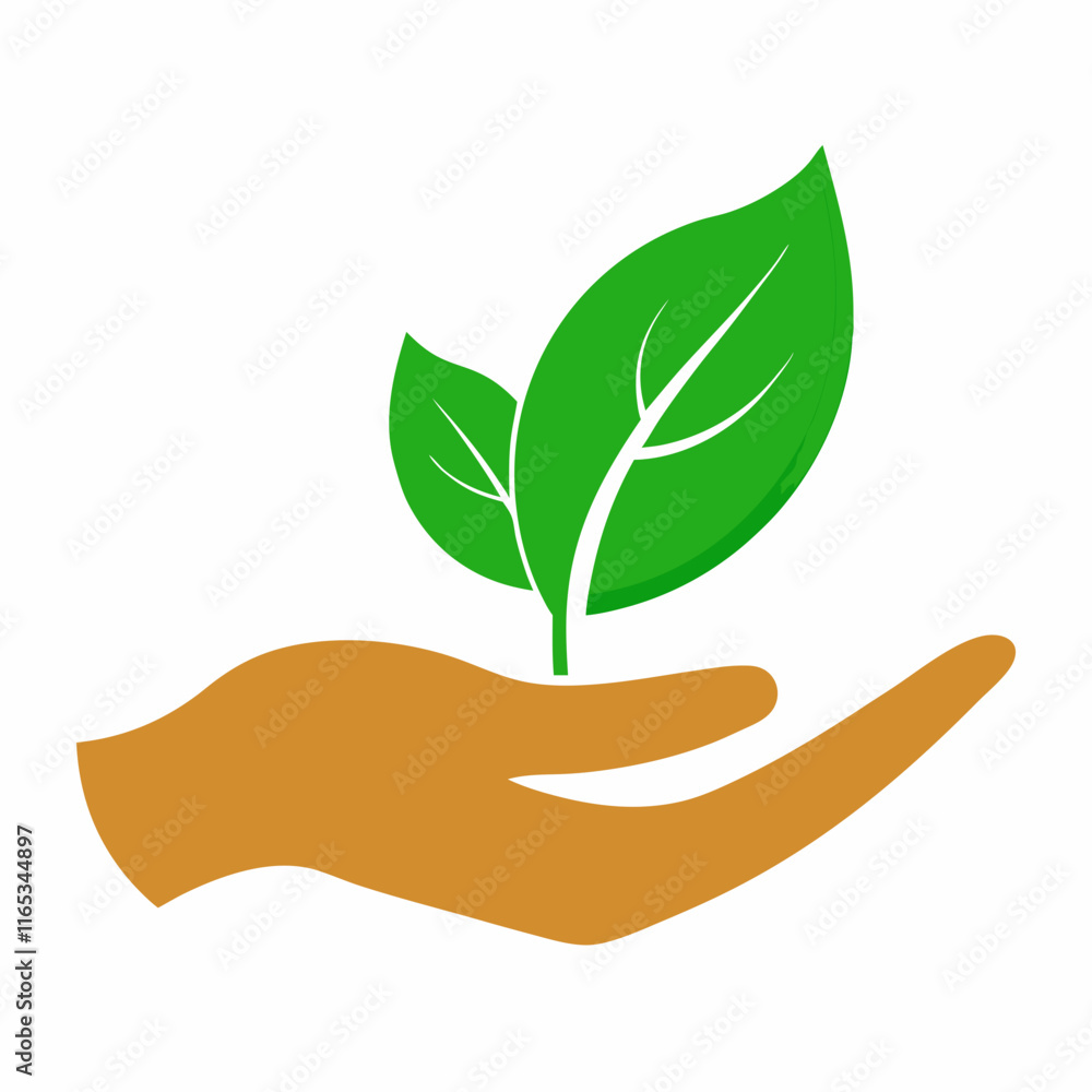 Hand Holding Leaf: Symbol of Care for Nature Vector Design Hand Holding Leaf: Symbol of Care for Nature Vector Design