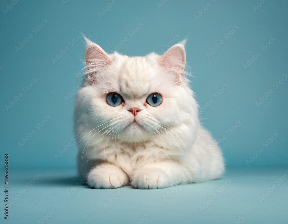 white fluffy cat with yellow eyes posing indoors. Ai generated images white fluffy cat with yellow eyes posing indoors. Ai generated images